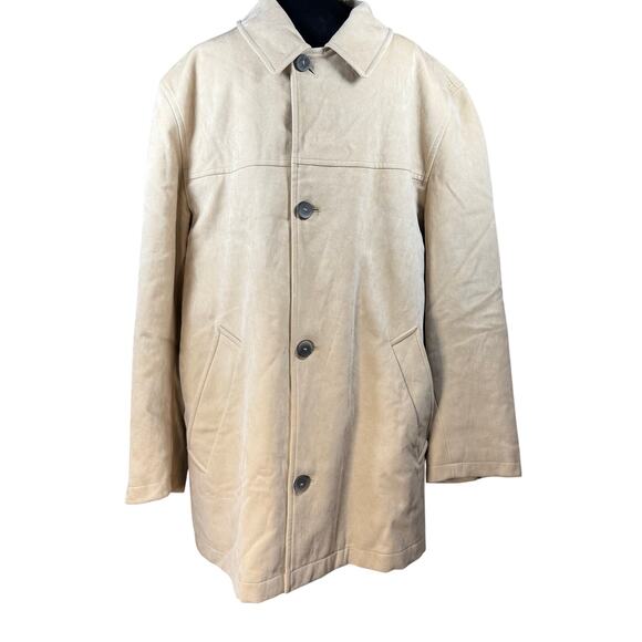 Men's 42R Barcelino SF Tan Car Coat Made in Germany Zip Pockets Cotton S/Med - Picture 1 of 15